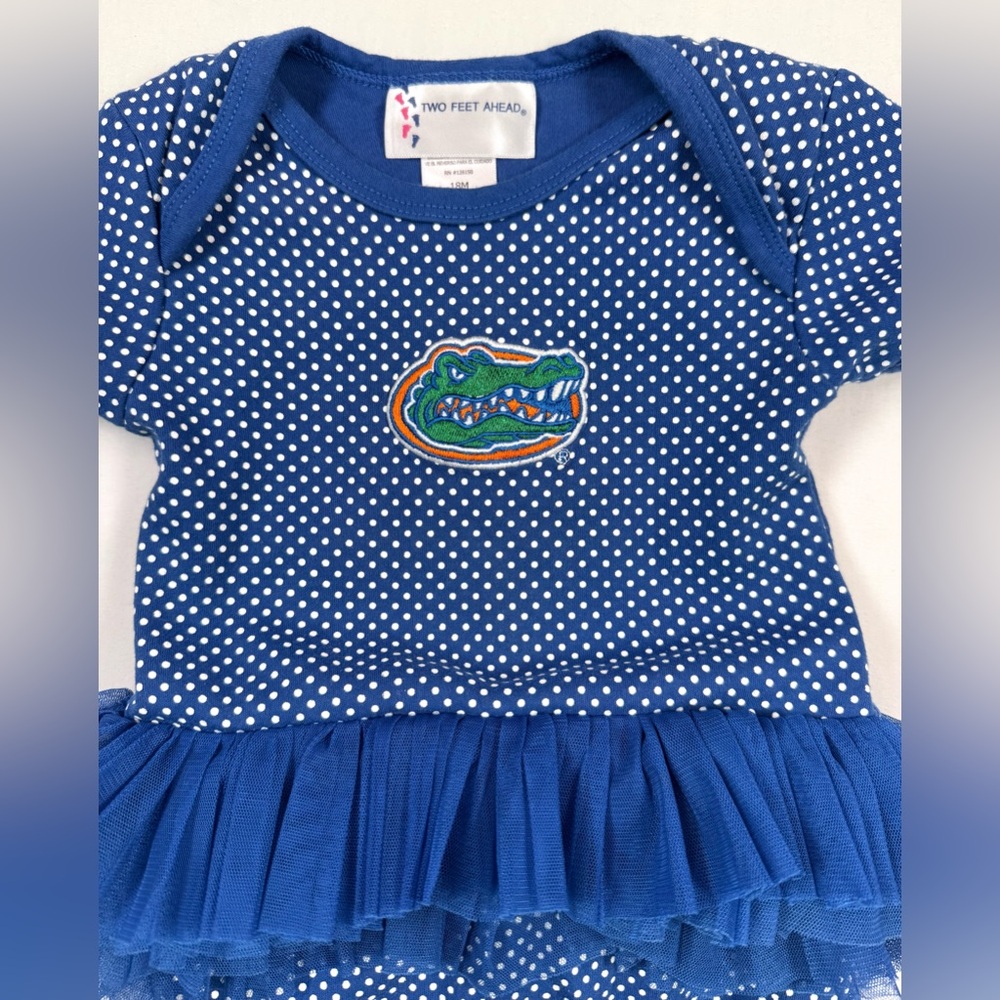 TWO FEET AHEAD Baby Girl UF Florida‎ Gators Tutu Creeper Onesie 18m Game Day - Picture 3 of 11